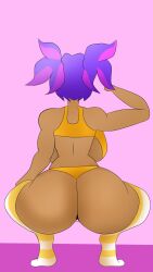 alternate_version_available big_ass big_butt brawl_stars butt_focus mandy_(brawl_stars) mc_mandy_(brawl_stars) no_clothes plump_ass purple_hair squatting tan_body thick_thighs thighs