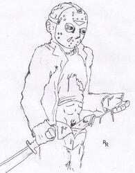 friday_the_13th jason_voorhees male_only monochrome rascalraccoon tagme