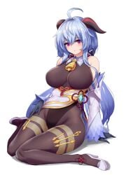 1girls big_breasts black_bodysuit blue_hair bodysuit breasts cho!cho! female female_only ganyu_(genshin_impact) genshin_impact heels high_heels purple_hair thick_thighs thighs voluptuous