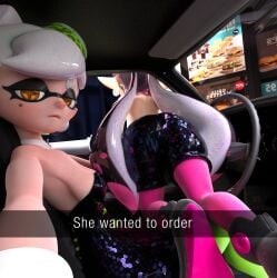 3d alternate_version_available blender blender_(software) callie_(splatoon) car clothed cousins drive_thru dubious_butter he_wants_to_order idol inkling marie_(splatoon) marie_(wo262) meme nintendo she_wants_to_order snapchat splatoon splatoon_(series) squid_sisters tagme tentacle_hair