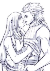 1boy 1girls assertive assertive_female face_to_face female final_fantasy final_fantasy_vii final_fantasy_vii_remake hand_under_clothes hand_under_shirt imminent_kiss long_hair male/female open_mouth shirt_lift sleeveless tifa_lockhart zack_fair