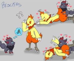 anthro black35 chicken combusken cum female feral feral_on_anthro male mating_press penis pokémon_(species) pokemon pokemon_(species) zorua