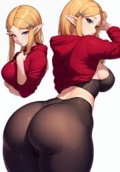 1girls absurd_res ai_generated ass big_ass big_breasts big_butt blonde_hair blue_eyes blush bra breasts breath_of_the_wild hairclip hoodie huge_ass huge_butt nai_diffusion pantyhose pointy_ears princess_zelda red_hoodie sideboob solo stable_diffusion the_legend_of_zelda thick_ass thick_thighs thighs white_background zelda_(breath_of_the_wild)