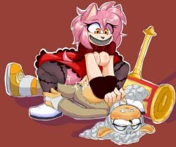 1boy 1boy1girl 1girls 2022 2023s amy_rose anthro boo_(sonic) caprine cowgirl_position dominant_female female femdom hammer male male/female malesub mayghely original_character penis piko_piko_hammer possessed_amy_rose questionable_consent ram red_eyes rolling_eyes sega sharp_teeth sheep sonic_(series) sonic_oc sonic_the_hedgehog_(series) straight submissive_male vaginal_penetration