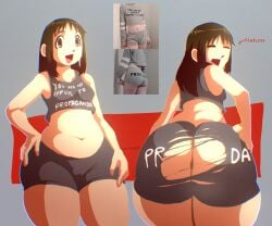 1girls anus ass ass_focus azumanga_daiou belly big_ass bottom_heavy female female_only from_behind huge_ass huge_butt large_ass meme_attire meme_clothing oblivious osaka_ayumu_kasuga plump ripped_clothing ripped_shorts short_shorts shorts slightly_chubby small_breasts solo tagme thick_thighs torn_clothes torn_clothing torn_open_bottoms torn_shorts unaware wardrobe_malfunction wide_hips wiirart