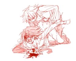 2boys arm_grab blood blush cardfight!!_vanguard cum cum_inside from_behind gay gore guro kai_toshiki male male_only miwa_taishi monochrome necktie open_mouth tarteap yaoi