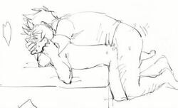 2boys anal_sex arm_grab artist_request blush bottomless_male eddsworld gay gay_sex hairy_legs hand_on_mouth hoodie human implied_anal male_only monochrome mouth_hold naked no_pants no_visible_genitalia pleasure_face rough_sex size_difference sketch spiky_hair sweat tom_(eddsworld) tord_(eddsworld)