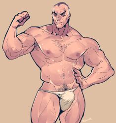 balls bara blizzard_entertainment bulge dilf flexing hand_on_hip male male_only manly muscles muscular overwatch penis rybiok sigma_(overwatch) solo solo_male underwear underwear_only