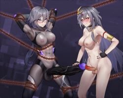 2futas ahegao areolae balls big_breasts big_penis blue_eyes blush bodysuit breasts caged_cock chained chains clothed clothing cock_ring_(decorative) cocky cocky_smile docking duo erect_penis erection eyes_rolling_back frottage fu_hua fu_hua_(herrscher_of_sentience) futa_on_futa futa_only futa_urethral_insertion futadom futanari futasub gins glans_piercing glans_rub grabbing_breasts grey_hair honkai_impact_3rd horse_tail hourglass_figure huge_cock human light-skinned_futanari light_skin long_hair long_penis mostly_nude multiple_futa naked nipples nude nude_futanari penis penis_kiss penis_size_difference penis_slap penises_touching pink_nipples rape red_eyes revealing_clothes rolling_eyes saliva_drip see-through selfcest slapping_penis standing tears tip_to_tip tips_touching torture touching_breast urethral urethral_insertion urethral_penetration worried_expression