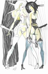 black_queen_selene blonde_hair brown_hair corset emma_frost garter_belt garter_straps hellfire_club homo_superior lingerie marvel marvel_comics mutant nipple_slip nipples sam_blanchard selene_gallio sorceress straight_hair telepath thong thong_panties white_queen x-men