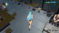 3d animated black_swimsuit butt butt_focus game gameplay kuro_no_kiseki light_blue_hair long_video mp4 risette_twinings screencap sound swimsuit tagme video video_games yellow_eyes