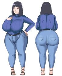 1girls ass big_ass big_breasts big_butt boruto:_naruto_next_generations breasts bubble_ass bubble_butt huge_ass huge_breasts huge_butt hyuuga_hinata jeans milf naruto naruto_(series) panarandom thick_ass thick_thighs tight_clothing