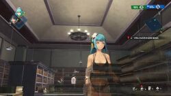 3d animated black_swimsuit butt butt_focus game gameplay kuro_no_kiseki light_blue_hair long_video mp4 risette_twinings sound swimsuit tagme video video_games yellow_eyes