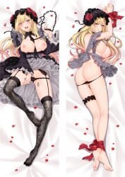 barefoot black_socks blonde_hair bondage bound bound_ankles bound_wrists breasts dakimakura_(medium) dakimakura_design feet female gyaru kitagawa_marin long_hair moeanime red_eyes socks sono_bisque_doll_wa_koi_wo_suru thigh_socks thighhighs