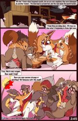 <3_eyes 2022 amber_(fuf) anthro balls bodily_fluids canid canine closed_eyes comic cum cum_in_ass cum_in_mouth cum_in_pussy cum_inside cumshot elliot_(fuf) english_text felid female female_penetrated fennec fox fuf gangbang genital_fluids genitals group group_sex heart hi_res knot licking long_tongue male male/female male/male male_penetrated male_penetrating male_penetrating_female male_penetrating_male mammal oral pawpads penetration penile penis penis_lick pink_pawpads precum sex tail_tuft text tongue tongue_out tuft