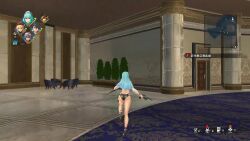 3d animated black_swimsuit butt butt_focus game gameplay kuro_no_kiseki light_blue_hair long_video mp4 risette_twinings swimsuit tagme video video_game video_games yellow_eyes