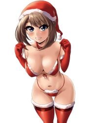 1girls artist_name breasts christmas female game_freak leonart may_(pokemon) may_(pokemon_oras) nintendo pokemon pokemon_oras smile white_background