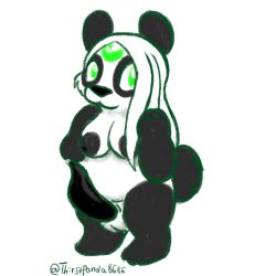 1futa anthro balls bear black_body black_fur black_nipples black_nose bodily_fluids breasts erection fur fur_markings futanari genital_fluids genitals giant_panda green_eyes green_line_art hair herm intersex looking_at_viewer lunarpanda8686 mammal markings mika_(lunarpanda8686) nipples nude penis round_ears shortstack simple_background slightly_chubby solo tapering_penis white_body white_fur white_hair