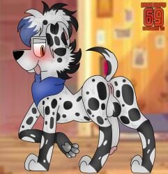 101_dalmatian_street 101_dalmatians anus ass big_penis blush canid canine canis dalmatian disney domestic_dog drawing dvan_(dvan_arts) dvan_arts_(artist) fan_character feral genitals hi_res male mammal penis rear_view solo tongue tongue_out yellow_eyes