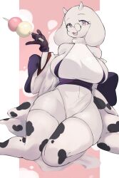 1girls 2d absurd_res anthro big_breasts caprine cow_print cow_print_thighhighs female female_only glasses gloves goat_ears goat_horns horns leotard looking_at_viewer mature_female milf purple_eyes round_glasses sideboob sitting slit_pupils smiling smiling_at_viewer solo thick_thighs thighhighs toriel undertale undertale_(series) wide_hips yoru_vida