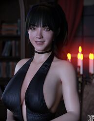 1girls 3d alluring ascendant_one asian asian_female big_breasts black_hair brown_eyes dark_hair female female_only iris_(ascendant_one) looking_at_viewer rude_frog smile smiling_at_viewer solo solo_female