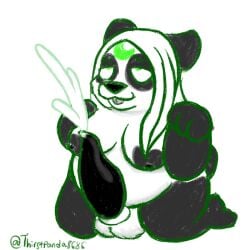 1futa anthro balls bear black_body black_fur black_nipples black_nose bodily_fluids breasts cum ejaculation erection fur fur_markings futanari genital_fluids genitals giant_panda green_eyes green_line_art hair hands-free herm intersex looking_pleasured lunarpanda8686 mammal markings mika_(lunarpanda8686) nipples nude penis round_ears shortstack simple_background slightly_chubby solo tongue tongue_out ursine white_body white_fur white_hair