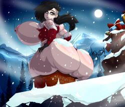 1girls ass big_ass big_breasts big_butt breasts bubble_ass bubble_butt chimney christmas goth huge_ass huge_breasts huge_butt okioppai pale_skin pandora_(okioppai) thick_ass thick_thighs