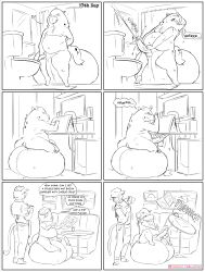 absurd_res anthro balls big_balls comic english_text genitals hi_res huge_balls hyena hyper hyper_balls hyper_genitalia jeffrey_taggart male mammal page_17 page_number solo text thewilldpink