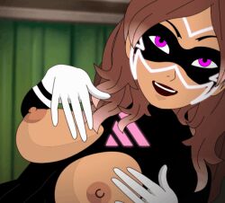 1girls alya_cesaire animated animated_gif big_breasts breasts color colored female female_only gif gorepete lady_wifi miraculous_ladybug nipples solo tagme