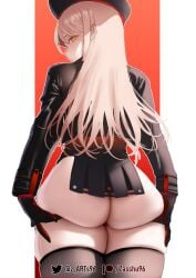 1girls ass ass_support big_ass blonde_hair bottomless bubble_butt clothing dat_ass fat_ass female female_only gloves goddess_of_victory:_nikke huge_ass large_ass looking_at_viewer looking_back rapi_(nikke) solo thick_thighs thighhighs uniform wide_hips zasshu96