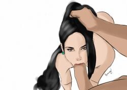 1boy 1girls artist_request black_hair blowjob brown_eyes doggy_style hair_pull ling_ying_wei male_pov oral ponytail pov pov_eye_contact pulling_hair pulling_ponytail riot_games sage_(valorant) valorant