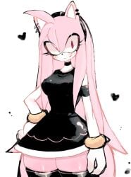 1girls 2d alternate_costume amy_rose anthro black_dress black_eyeshadow bracelet bracelets breasts clothed clothing collar colored dress earrings eyelashes female female_only furry furry_female goth goth_girl gothic jpeg legwear long_hair looking_at_viewer pierced_ears pink_hair red_eyes sega smile solo sonic_(series) sonic_the_hedgehog_(series) stockings teeth thick_thighs tiara usa37107692