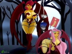 1boy 2girls absurd_res age_difference bat_wings big_breasts blush breasts chuyryu cum cumming dubious_consent equestria_girls fangs ffm_threesome fishnet_legwear fishnet_stockings fishnets fluttershy_(eg) fluttershy_(mlp) friendship_is_magic full_moon halloween hands_tied hasbro hi_res highres human internal_cumshot large_breasts malesub milf moon moonlight mother_and_daughter my_little_pony navel opera_gloves penis posey_shy_(mlp) pussy rope rope_bondage scared scared_expression straight_hair thick_thighs threesome thunder_thighs tied_up vampire veiny_penis wide_hips x-ray