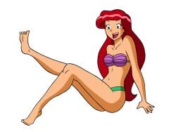 1girls ariel bikini blue_eyes disney disney_princess edit feet feet_up female female_focus female_only green_panties happy human_form leg_up looking_at_feet looking_at_foot panties png red_hair sitting smile solo solo_female standing the_little_mermaid the_little_mermaid_(1989_film) totally_spies waist_length_hair white_background