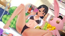 1girls 3d bikini black_hair blush breasts brown_eyes clothed clothing disibmandy female female_focus female_only hayase_nagatoro hi_res highres long_hair looking_at_viewer navel peace_sign please_don't_bully_me,_nagatoro pose revealing_clothes selfie simple_background small_breasts smile solo spread_legs tan tan-skinned_female tan_body tan_skin tanline tanned tanned_female