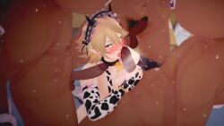 3d 4boys angry blowbang blush collar corrin_(fire_emblem) corrin_(fire_emblem)_(male) cow_bell cow_horns cow_print crippplingdepression dark-skinned_male embarrassed fellatio femboy fire_emblem fire_emblem_fates forced gay imminent_oral koikatsu licking_penis looking_at_viewer male male/male male_only multiple_boys oral rape self_upload surrounded_by_penises tongue tongue_out yaoi