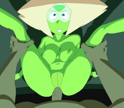 1boy 1girls anal_sex cartoon_network green_body green_skin hands_on_thighs looking_at_viewer nipples nude nude_female peridot_(steven_universe) steven_universe yev-san