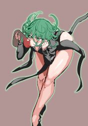 1boy 1girls 9is disembodied_penis dress glowing green_hair heart-shaped_pupils licking_penis light-skinned_female one-punch_man oral tatsumaki thick_thighs wide_hips