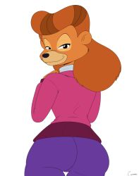 anthro anthro_only ass bear bedroom_eyes canime clothed clothing disney female looking_at_viewer looking_back rebecca_cunningham solo solo_female solo_focus standing talespin thick thick_thighs thighs