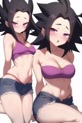 ai_generated black_hair caulifla dragon_ball dragon_ball_super nai_diffusion stable_diffusion violet_clothing violet_eyes