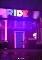 3d 3d7fantasy 3d_(artwork) building chair comic_cover neon_lights pride