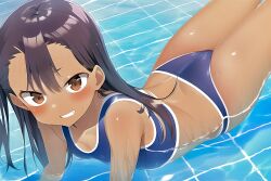 1girls ai_generated aru_(novelai) ass_gone beach bikini black_hair blush breasts brown_eyes clothed clothing female female_focus female_only hayase_nagatoro hi_res highres long_hair looking_at_viewer nai_diffusion navel no_ass please_don't_bully_me,_nagatoro revealing_clothes simple_background small_breasts smile solo stable_diffusion tan tan-skinned_female tan_body tan_skin tanned tanned_female