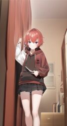 ai_generated ayala(coon) black_skirt coon8384 red_hair red_jacket school_uniform schoolgirl