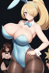 1girls ai_generated alternate_breast_size asuna_(blue_archive)_(cosplay) big_breasts black_pantyhose blonde_female blonde_hair blue_archive blue_eyes blue_leotard blurry_background bowtie bunnysuit curvaceous curvy curvy_female curvy_figure cynthia_(pokemon) detached_collar fake_animal_ears female female_focus female_only group hand_on_hip highleg_leotard hourglass_figure large_breasts light-skinned_female light_skin nai_diffusion pantyhose playboy_bunny pokemon pokemon_bdsp pokemon_dppt ponytail rabbit_ears smile solo solo_female solo_focus stable_diffusion standing strapless strapless_leotard thick_thighs thighband_pantyhose thighhighs video_games wrist_cuffs