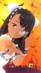 1girls 3d black_hair boo-chan breasts brown_eyes clothed clothing costume female female_focus female_only halloween hayase_nagatoro hi_res highres long_hair looking_at_viewer maid maid_uniform please_don't_bully_me,_nagatoro pointing revealing_clothes simple_background small_breasts solo tan tan-skinned_female tan_body tan_skin tanned tanned_female