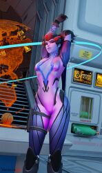 3d amelie_lacroix armpits clothed curvy curvy_body curvy_figure overwatch overwatch_2 solo tattoos thighs vanezza widowmaker