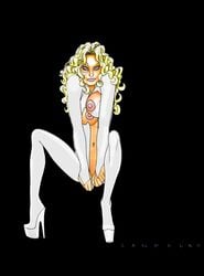 blonde_hair blue_eyes cloak_and_dagger dagger_(marvel) dirtydennis large_breasts marvel marvel_comics navel nipples superheroine