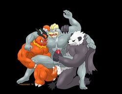 anal anthro bear chubby cum cum_inside cum_on cum_on_face cum_on_penis cumshot double_penetration emboar from_behind furry furry_only gangbang gay handjob machamp male male_only manly masturbation muscles orgasm orgy pangoro penetration penis pokemon pokemon_(species) sandwiched sex threesome tongue