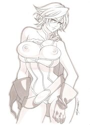 breasts daikon_(artist) dc female kara_zor-l karen_starr monochrome power_girl pussy_wedgie tagme