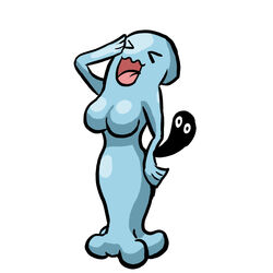 anthro blue_skin breasts colored female female_only nude oniontrain pokemon pokemon_(species) salute solo tagme wobbuffet